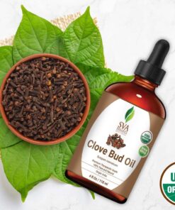 SVA Organics Clove Bud Essential Oil 4 Oz Organic USDA 100% Pure Natural Undiluted Premium Therapeutic Grade Oil for Skin, Teeth, Diffuser, Aromatherapy 4.00 Fl Oz (Pack of 1) 17 71SwXFe1a5L