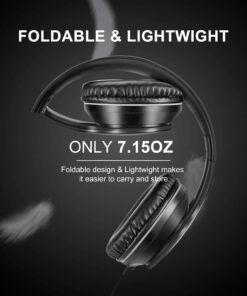 LORELEI X6 Over-Ear Headphones with Microphone, Lightweight Foldable & Portable Stereo Bass Headphones with 1.45M No-Tangle, Wired Headphones for Smartphone Tablet MP3 / 4 (Space Black) Space Black 19 71Swu28xwtL