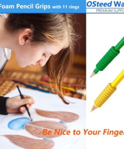 OSteed 50 Pcs Foam Pencil Grips of 11 Rings for Kids and Adults Handwriting, 10 Colors Pencil Holder Grippers for Relieving Fingers, Mechanical Pencil Holder Cushion 9 71Sx8FTQcgL