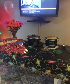 Creative Converting 318135 All Over Print Plastic Tablecover, 54 x 102, Glow Party 1 11 71SxTQvWpCL