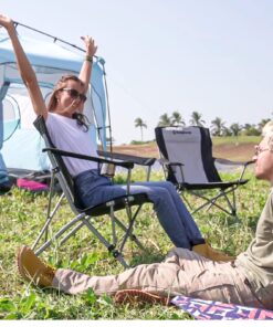 Alternative view of KingCamp Large-Angle Backrest Folding Camping Chairs for Adults with Armrest, Outdoor Camp Chairs Adults with Cup Holder, Lawn Chairs Adults for Outside, Picnic,Travel, BBQ(300 lbs) Black