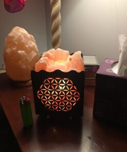 CRYSTAL DECOR Himalayan Pink Salt Lamp Basket & Dimmer Cord Bulb Flower 34 71Sxjjaj3IL