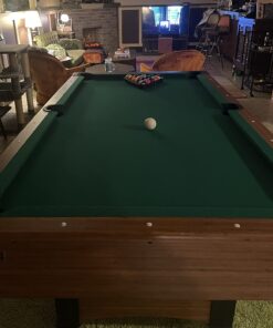 Mizerak Dynasty Space Saver 6.5' Billiard Table with Leg Levelers, Automatic Ball Return, and Classic Green Nylon Cloth 77 71SyRPmn6TL