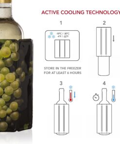 Vacu Vin Active Cooler Wine Chiller - Reusable, Flexible Wine Bottle Cooler - Wine Grapes Print - Wine Cooler Sleeve For Standard Size Bottles - Insulated Wine Bottle Chiller to Keep Wine Cold 8 71SyUfeL6CL
