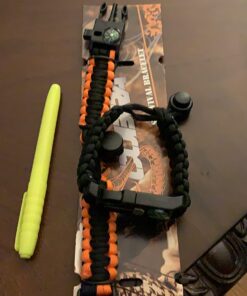 Atomic Bear Paracord Bracelet (2 Pack) - Adjustable - Fire Starter - Loud Whistle - Perfect for Hiking, Camping, Fishing and Hunting - Black & Black+Orange 41 71Sz0n1kCL 3