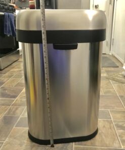 simplehuman 50 Liter / 13.2 Gallon Slim Open Top Trash Can, Commercial Grade Heavy Gauge Brushed Stainless Steel 50 Liter Slim 28 71SzLPRGgjL