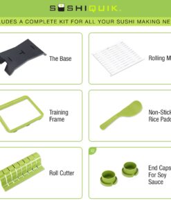 SushiQuik | Sushi Making Kit | BEST Sushi Kit for Beginners and Kids | FULL Kit Includes Rice Spreading Training Frame | Sushi Rolling Kit | Sushi Mat Original Kit 24 71SzQyB6IXL 1