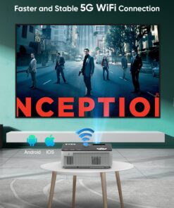 TMY Native 1080P Projector with 5G WiFi and Bluetooth 5.1, 13000 Lumens 4K Supported Mini Projector, Portable Projector Compatible with TV Stick/Phone/PC/DVD/HDMI/AV/USB/SD, Outdoor Movie Projector 44 71SzbsEKFkL