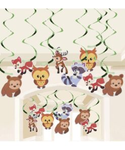 Alternative view of BLUE PANDA 30-Count Swirl Decorations – Woodland Animals DecorBirthday Party Decorations, Ceiling Streamers, Hanging Whirls for Kids, Multicolored - Hanging Length: 30 – 37 Inches