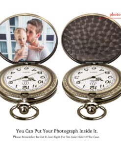 SIBOSUN Pocket Watch Chain Quartz Movement Arabic Numerals Half Hunter Smooth Back Case Bronze Vintage Box 53.Copper 14 71T kggS3LL