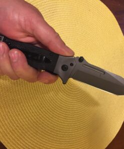 Tough Heavy Duty Everyday Carry Tanto Blade Ball Bearing Flipper Folding Pocket Knife with Sheath Black G10 - Black Tanto Blade 34 71T1mb1AQcL