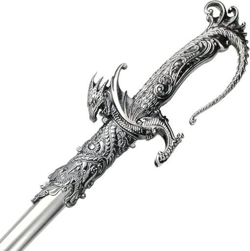 Vulcan Gear 36" Saint George Dragon Saber Fantasy Medieval Knight Sword - Choose Your Color Color Style 1 - Silver