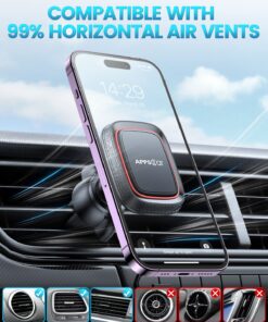 APPS2Car 2 Packs Magnetic Phone Car Mount, in Car Phone Holder Air Vent Magnetic, 6 N52 Magnets Universal Mobile Phone Holders for Cars, for iPhone Pro Max Samsung S22 Ultra P30 GPS Black-Red 27 71T3KjjHNL