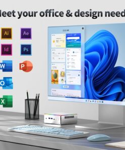 PELADN HA-4 Mini Gaming PC, AMD Ryzen 7 Mini PC Ryzen 7 7735HS Processor(8C/16T,Up to 4.75Hz), DDR5-4800 32GB RAM 512GB PCIe4.0 SSD. Triple 4K@60Hz Output, 2.5Gbps LAN/Wi-Fi6/BT5.2, USB-C & RGB. 17 71T3NG4QZ1L