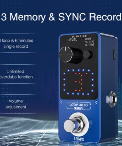 LEKATO Looper Pedal, Guitar Looper Pedal with SYNC & Tuner Function,Loop Pedal with LED Screen Looper Pedal for Electric Guitar Bass Unlimited Overdubs 3 Loops 18 Minutes Record Time(Blue) BLue 11 71T3bxYoHRL