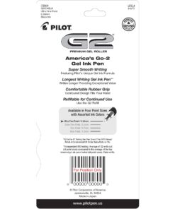 Alternative view of Pilot, G2 Premium Gel Roller Pens, Ultra Fine Point 0.38 mm, Pack of 4, Black 4-Pack Black