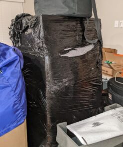 2-Pack Black Stretch Wrap 18" x 1000 Feet 80 Gauge Industrial Strength with Plastic Handle, Plastic Pallet Supplies Durable Self-Adhering for Packing, Moving, Heavy Duty Shrink Film Rolls Black-2-Pack 19 71T4Z DddL