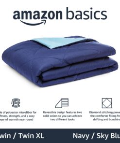 Alternative view of Amazon Basics Reversible Lightweight Microfiber Comforter Blanket, Twin/Twin XL, Navy/Sky Blue Navy / Sky Blue 1-Pack