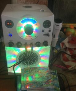 Singing Machine Portable Karaoke Machine for Adults & Kids with Wired Microphone, White - Built-In Speaker, Bluetooth with LED Disco Lights - Karaoke System with CD+G Player & USB Connectivity 29 71T5KVsylL