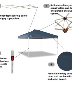 EzyFast Patented Umbrella Structure Instant Beach Canopy Shelter, Portable Straight Leg Pop Up Shade Tent with Wheeled Carry Bag (12'x12', Ensign Blue) 12'x12' 13 71T63SA7dOL