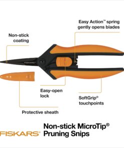 Fiskars Micro-Tip Pruning Snips - 6" Garden Shears with Sharp Precision-Ground Non-Stick Coated Stainless Steel Blade - Gardening Tool Scissors with SoftGrip Handle Pruning Snips (Non-Stick) 20 71T6UtsCUrL
