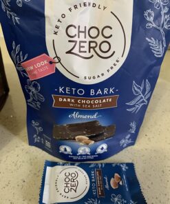 ChocZero's Keto Bark, Dark Chocolate Almonds with Sea Salt. Sugar Free, Low Carb. No Sugar Alcohols, No Artificial Sweeteners, All Natural, Non-GMO (2 bags, 15 servings/each) Almond 33 71T6kh725lL