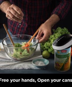 Kitchen Mama One-To-Go Electric Can Opener: Open Cans with One Press- Auto Detect Any Can Shapes, Auto-Stop As Task Completes, Smotth Edge, Handy with Lid Lift, Battery Operated Can Opener (White) White with Black 12 71T7kXLypyL