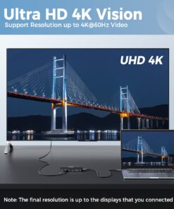 USB C Laptop Docking Station, 15 in 1 Triple Display Multiport Adapter 3 Monitors Dock with Dual DP, HDMI, VGA, USB C/A, RJ45, SD/TF, Mic/Audio, PD Compatible for MacBook/Dell/HP/Lenovo Laptops Black 15 71T7ssjmvoL