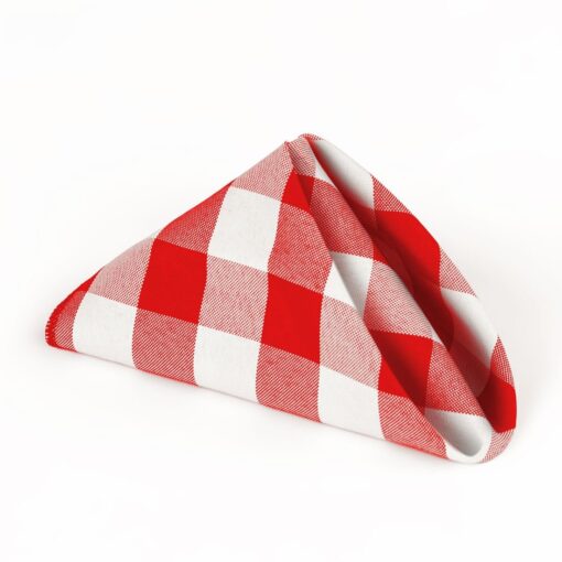 LinenTablecloth 15-Inch Polyester Napkins (1-Dozen) Red & White Checker