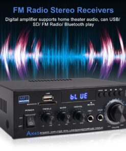 Stereo Audio Amplifier Receiver, 300Wx2 Home Dual Channel Bluetooth 5.0 Sound Speaker AMP, Home Amplifiers FM Radio, USB, SD Card, with Remote Control Home Theater Audio Stereo System Components 16 71T8m70hGSL