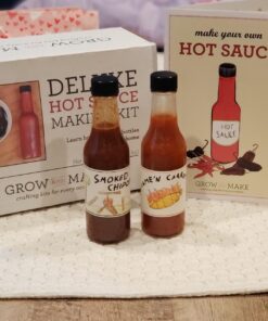 DELUXE DIY HOT SAUCE MAKING KIT Everything Included - Make Your Own Hot Sauce w/Quality Ingredients Dried Hot & Spicy Peppers, 6 Unique Recipes, Glass Bottles, design labels, Best Gift for Him, Husba Deluxe Hot Sauce 22 71T8yyhiDmL