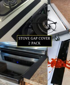 25Inch Kitchen Silicone Stove Counter Gap Cover, Easy Clean Heat Resistant Wide & Long Gap Filler, Seals Spills Between Counter, Stovetop, Oven, Washer & Dryer, Set of 2 ( Black) 25 Inches 26 71T9ZyDxwqL
