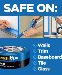 Scotch Painter's Tape Original Multi-Surface Painter's Tape, Blue, Paint Tape Protects Surfaces and Removes Easily, Multi-Surface Painting Tape for Indoor and Outdoor Use, 0.94 Inches x 60 Yards, 6 Rolls 17 71TAw9I4hiL