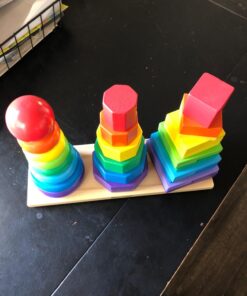 Melissa & Doug Geometric Stacker - Wooden Educational Toy - Shape Sorter And Stacking Toy, Stacking Tower Toy For Babies, Toddlers And Kids Ages 2+, Multicolor, Playsets 36 71TBvGfJciL