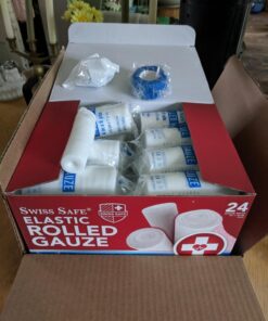 Swiss Safe Long Elastic Stretch Gauze Rolls, 4 Inch x 8 Yards, (24 Pack) 24 17 71TCymqk8dL