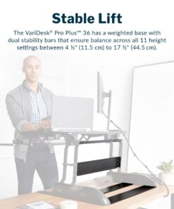 Vari - VariDesk Pro Plus 36 - Desktop Standing Desk Converter - Adjustable Desk Riser with 11 Height Settings - Sit Stand Desk Dual Monitor Standing Desk Riser with Spring Loaded Lift (Black) Black 25 71TD2ngOF0L