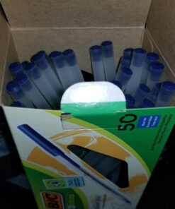 BIC Ecolutions Round Stic Ballpoint Pens, Medium Point (1.0mm), 50-Count Pack, Blue Ink Pens Made from 97% Recycled Plastic 50 Count (Pack of 1) 24 71TD3EI6TAL