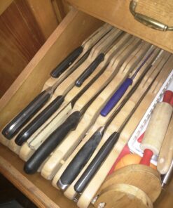 YBM Home in Drawer Bamboo Kitchen Knife Storage Block, Knife Organizer and Holder 317 17" x 8.75” x 2” 1 11 71TDet38teL