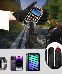 FXC Touch Screen Full Finger Motorcycle Leather Gloves Men's Premium Protective Motorbike Large 26 71TDtam4xuL