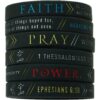 Inkstone (6-pack) Faith, Power, & Pray Bible Wristbands - Hebrews 11:1, Ephesians 6:10, & 1 Thessalonians 5:17 54 71TEUfWfcDL