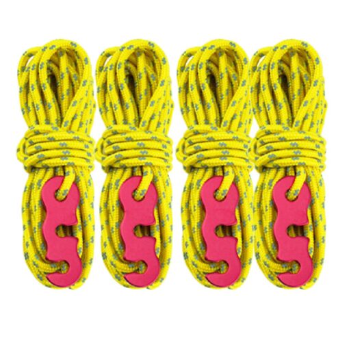 TRIWONDER Reflective Guyline, Tent Cord Nylon Paracord Rope with Guyline Adjuster for Camping Tent, Outdoor Packaging (Yellow - 4 Pack) 01 Yellow (Φ3mm) - 4 Pack