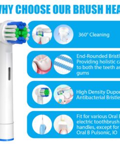 Replacement Toothbrush Heads Compatible with Oral-B Braun, 4 Pcs Professional Electric Toothbrush Heads Brush Heads for Oral B Replacement Heads Refill Pro 500/1000/1500/3000/3757/5000/7000/7500/8000 4 Count (Pack of 1) 14 71TEymmB OL
