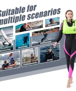 Rrtizan Snorkel Vest, Adults Portable Inflatable Swim Vest Jackets for Snorkeling Swimming Diving Safety Green one_size 30 71TFM DgyJL