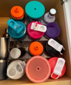 mDesign Plastic Free-Standing Stackable 3 Bottle Storage Holder Rack - Water, Wine, and Drink Organizer Shelf for Kitchen Countertop, Cabinet, Pantry, Fridge, Freezer, 4 Pack - Clear Pack of 4 44 71TGLewsSjL