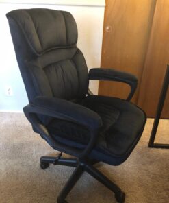 Amazon Basics Classic Office Desk Computer Chair - Adjustable, Swiveling, Ultra-Soft Microfiber, Lumbar Support, 28"D x 25"W x 43.5"H, Black 42 71TGO3TgOyL