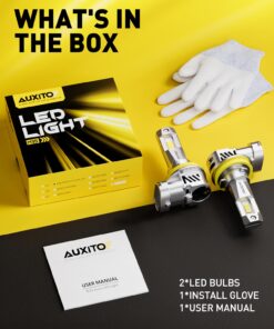 AUXITO H11 LED Bulbs, H8 H9 Automotive Light Replacement, 18000LM 600% Highly Bright 6500K Cool White, Real 1:1 Mini Size, Direct Install Plug and Play, Pack of 2 35 71TGQPgru0L