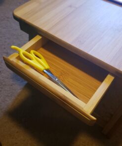 SONGMICS Laptop Desk, Folding Lap Tray, Bamboo Bed Desk with Tilting Top, Small Drawer, for Home Office, Bedroom, Natural ULLD01N 82 71TGhsqaV7L