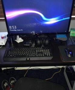 Need 55 Inch Large Computer Desk - Modern Simple Style Home Office Gaming Desk, Basic Writing Table for Study Student, Black Metal Frame, Black 55 inches 26 71THTf7ooCL