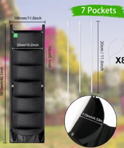 MEIWO Transform Your Space Upgraded Hanging Planters - 2 Pack of 7-Pocket Vertical Garden Wall Planters for Indoor and Outdoor Use - Perfect for Balconies, Yards, and Home Decor 7 Pockets Two Pack 12 71TIIbgtC9L