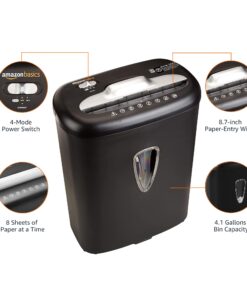 Amazon Basics 8 Sheet Cross Cut Paper and Credit Card Shredder with 4.1 Gallon Bin, Black 27 71TINrxYbmL